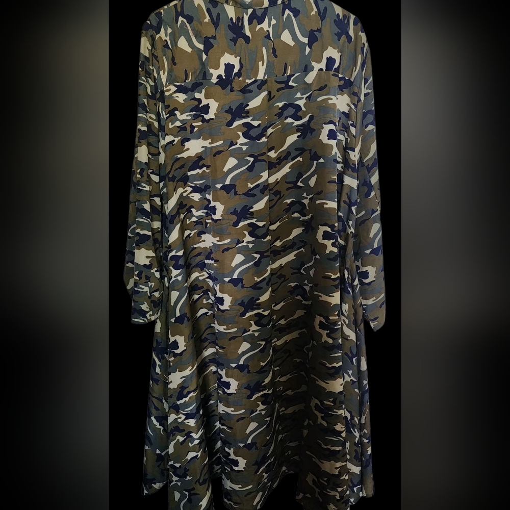 Step In Style High Low Camouflage Long Sleeve Button Front Dress 3x Nwt - Picture 3 of 4